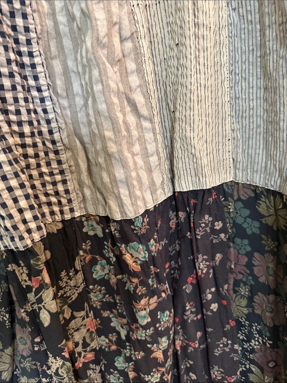 Patchwork Wide-Leg Pant in Denim Blue Multi - Picture 3 of 5